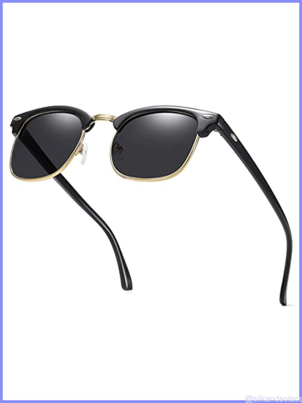 Retro Semi Rimless Sunglasses Half Frame UV400 Unisex Eyewear